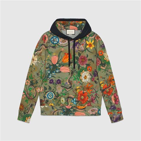 gucci floral snake hoodie|Gucci distressed hoodie.